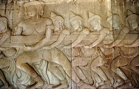 Churning of the ocean - Angkor Wat bas relief
