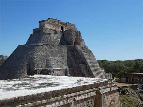 Pyramid of the Magician at Uxmal Yucatan Mexico